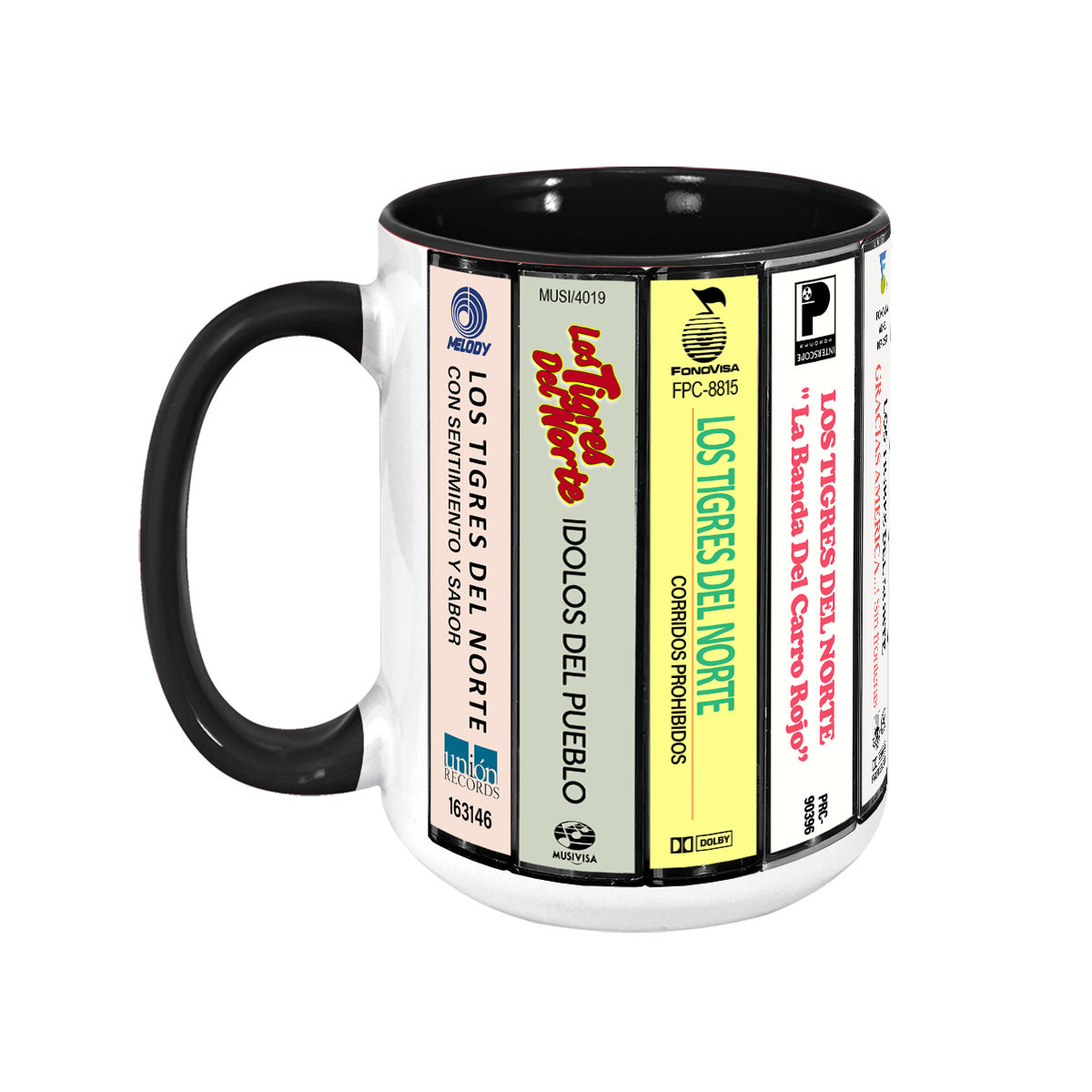 Los Tigres del Norte Albums Cassette Collection Retro Accent Mug