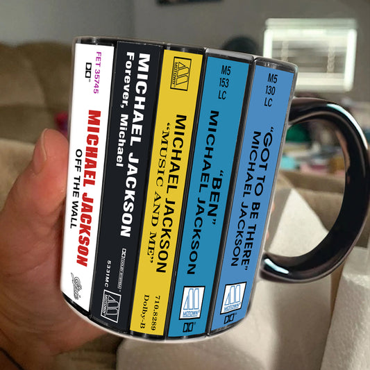 Michael Jackson Albums Retro Cassette Collection Accent Edge-to-Edge Printed Mug