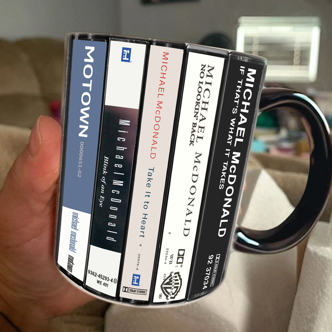 Michael McDonald Albums Cassette Collection Retro Accent Edge-to-Edge Printed Mug