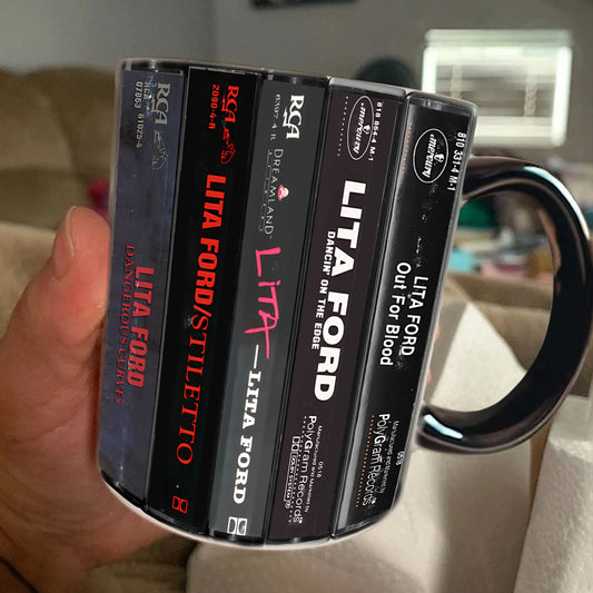 Lita Ford Albums Cassette CollectionRetro Accent Mug