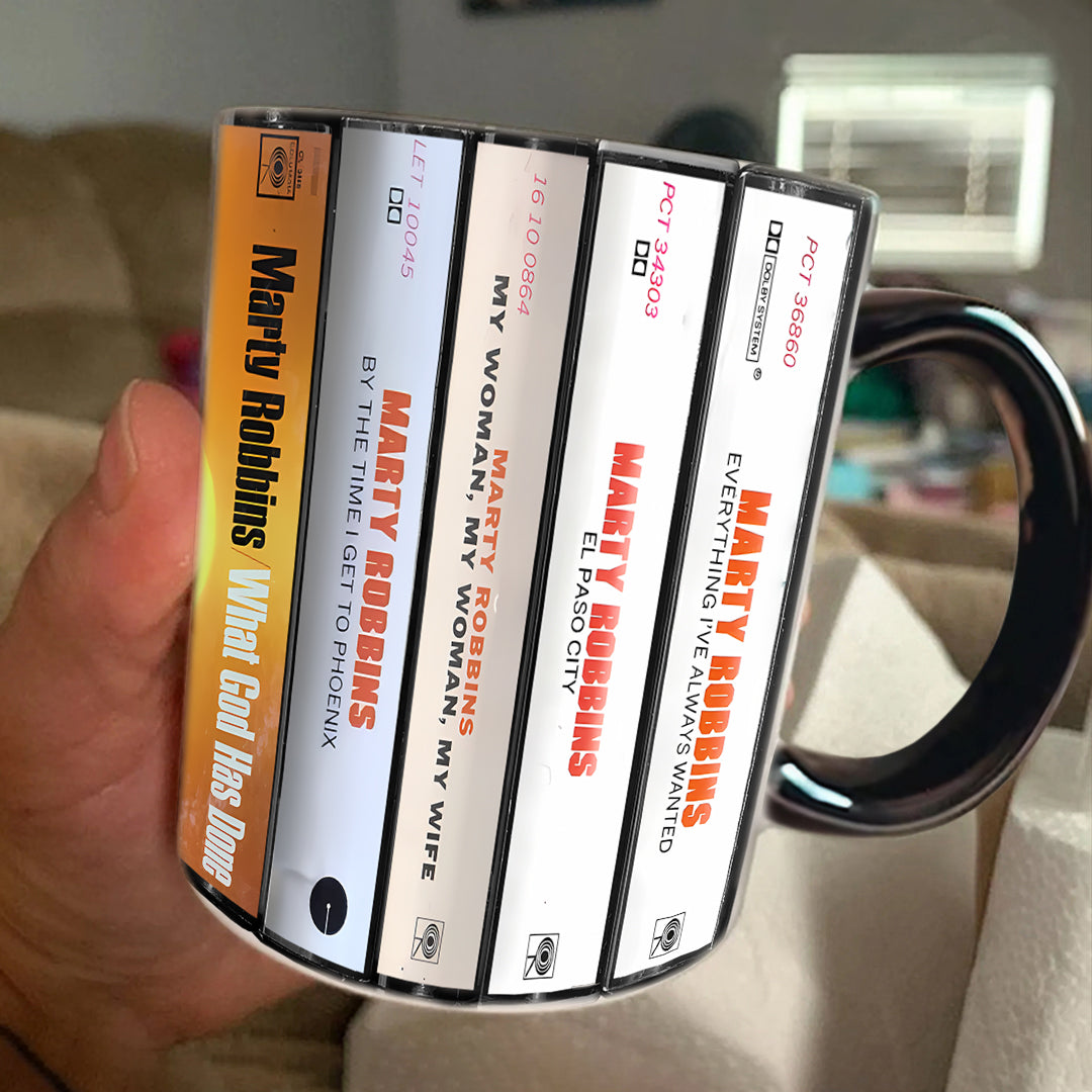 Marty Robbins Albums Cassette Collection Retro Accent Mug