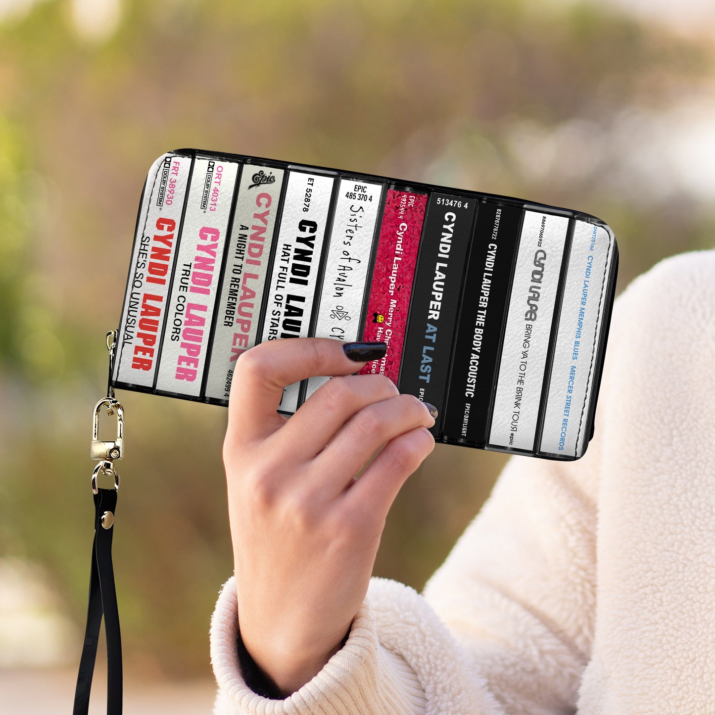 Cyndi Lauper Albums Cassette Vintage Leather Long Wallet