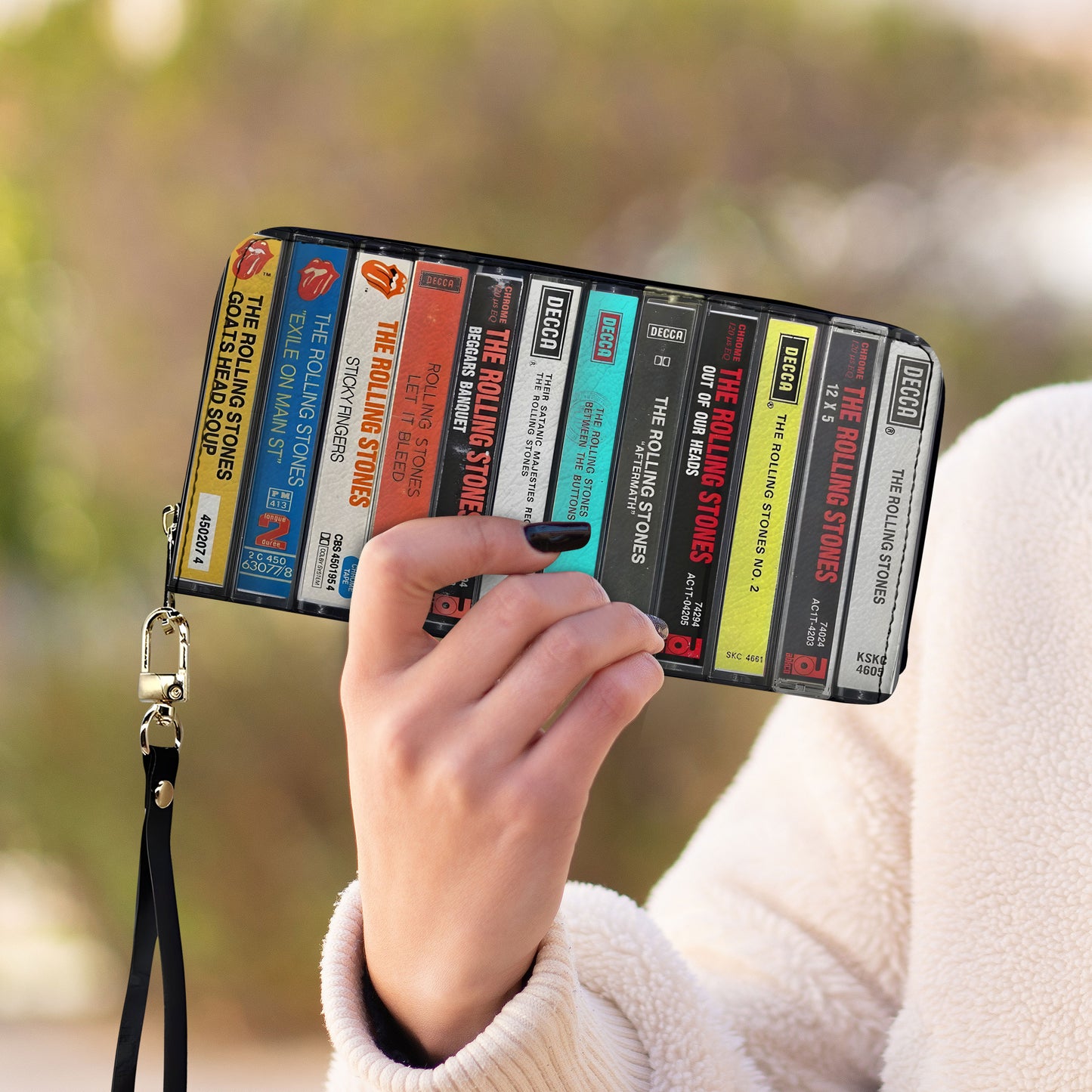 Rolling Stones Albums Cassette Vintage Leather Long Wallet