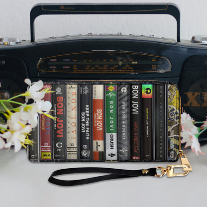 Bon Jovi Albums Cassette Vintage Leather Long Wallet