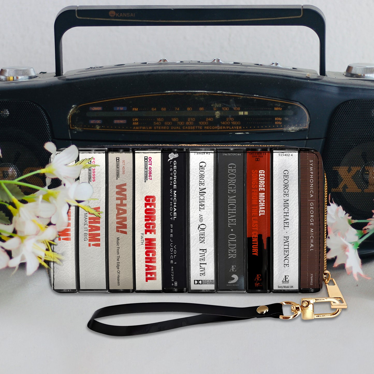 George Micheal Albums Cassette Vintage Leather Long Wallet