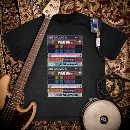 Iconic 90s Rock Albums Cassette Retro Collection Premium Unisex T-Shirt