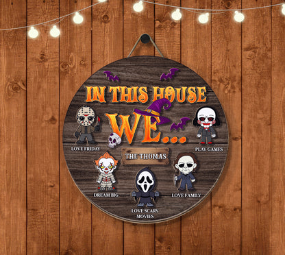 Custom Welcome You Should Run Horror Characters 2 Layered Door Hanger Sign