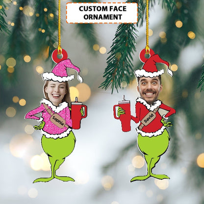 Grinch Christmas Custom Face For Christmas Photo Ornament