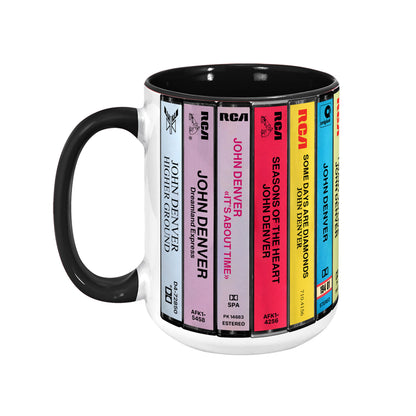 John Denver Albums Cassette Collection Retro Accent Edge-to-Edge Printed Mug