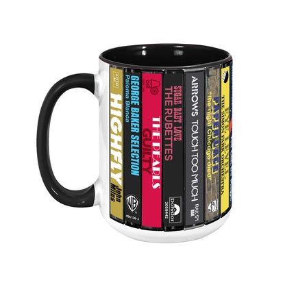 UK Pop Hits Early 70s Albums Cassette Collection Retro Accent Edge-to-Edge Printed Mug