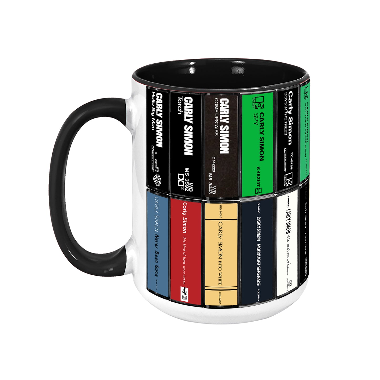 Carly Simon Albums Cassette Collection Retro Accent Edge-to-Edge Printed Mug