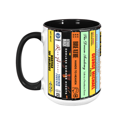 80s POP Singles Collection Albums Cassette Collection Retro Accent Edge-to-Edge Printed Mug - Collection 2