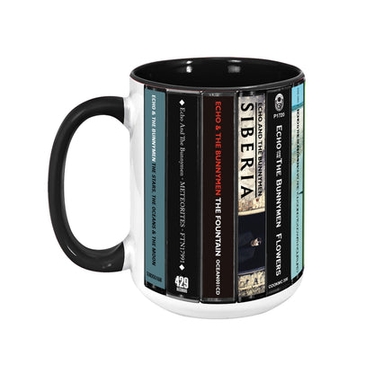 Echo & The Bunnymen Albums Cassette Collection Retro Accent Edge-to-Edge Printed Mug