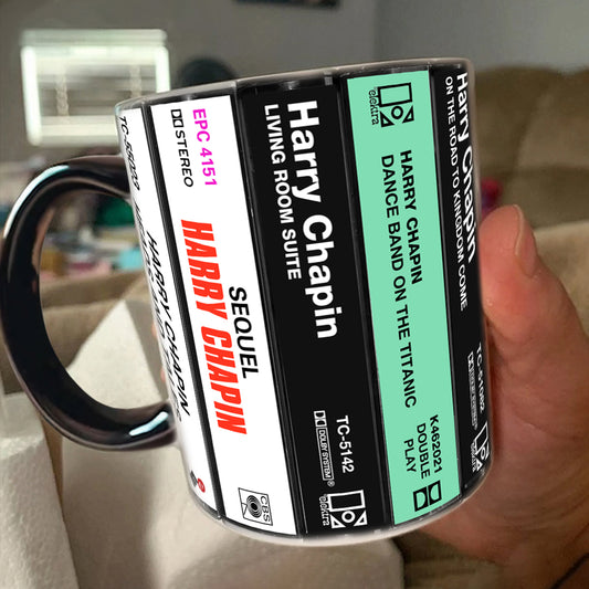 Harry Chapin Albums Cassette Collection Retro Accent Edge-to-Edge Printed Mug