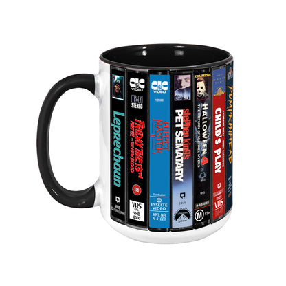 VHS Horror Movies Collection Retro Accent Edge-to-Edge Printed Mug
