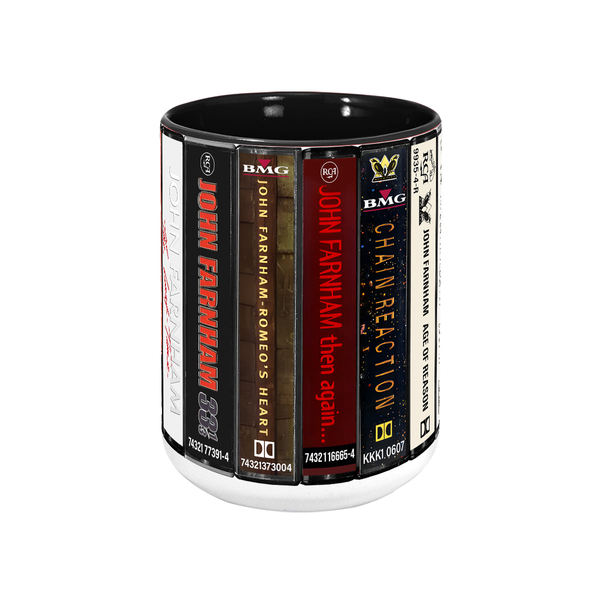 John Farnham Albums Cassette Collection Retro Accent Mug