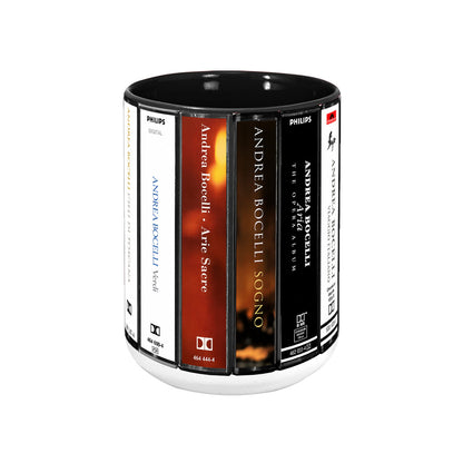 Andrea Bocelli Albums Cassette Collection Retro Accent Mug