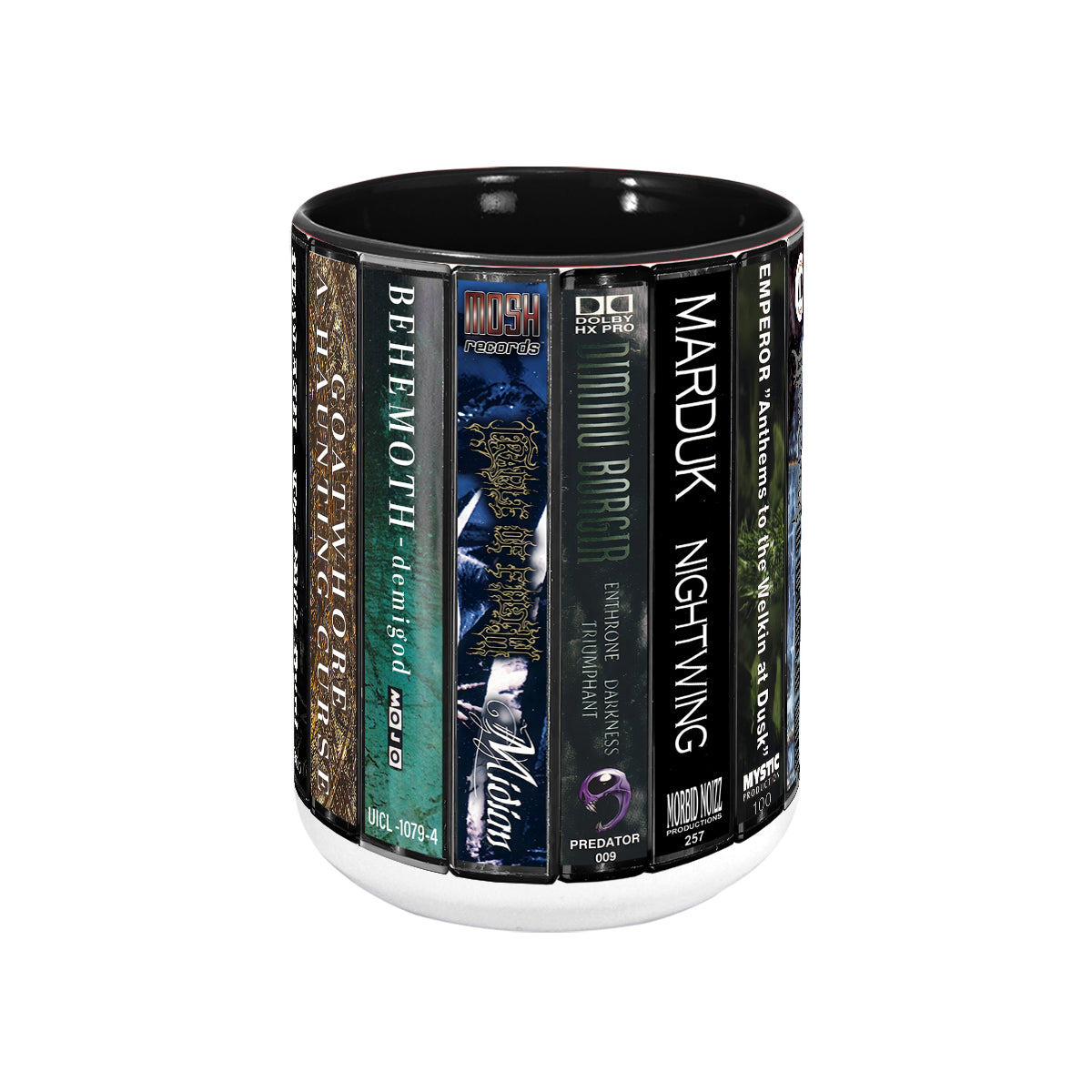Black Metal Band Albums Cassette Collection Retro Accent Mug