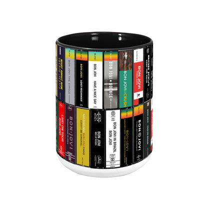 Bon Jovi Albums Cassette Collection Retro Accent Mug - Extended Version