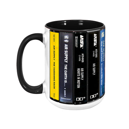 Air Supply Albums Cassette Collection Retro Accent Edge-to-Edge Printed Mug