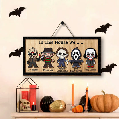 In This House We Horror Halloween 2 Layered Frame Wood Frame