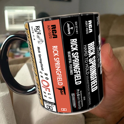 Rick Springfield Albums Cassette Collection Retro Accent Edge-to-Edge Printed Mug
