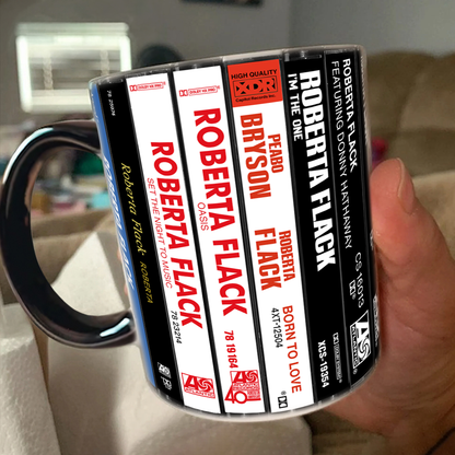 Roberta Flack Albums Cassette Collection Retro Accent Edge-to-Edge Printed Mug