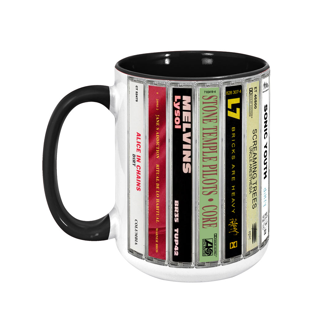 Classic Grunge Bands Music Cassette Accent Mug