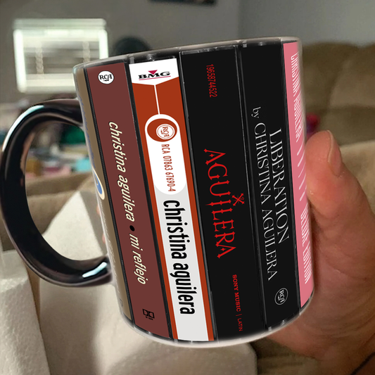 Christina Aguilera Albums Cassette Collection Retro Accent Edge-to-Edge Printed Mug