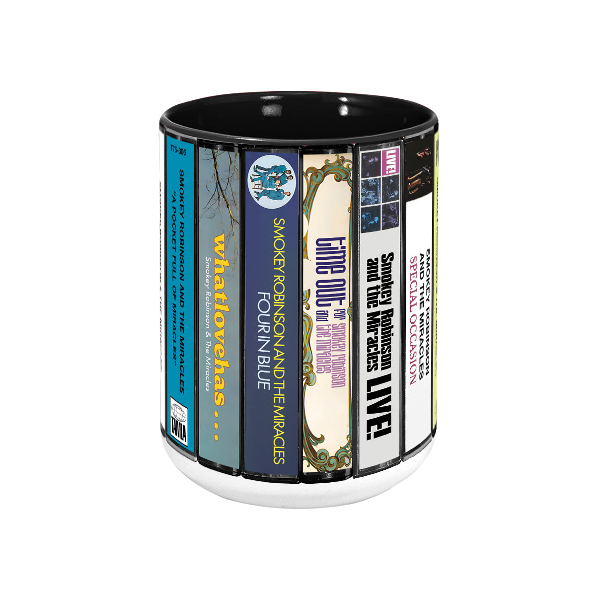 Smokey Robinson & The Miracles Albums Cassette Collection Retro Accent Mug