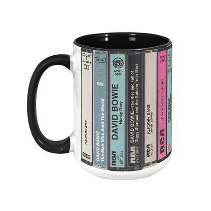 David Bowie Albums Cassette Collection Retro Accent Mug