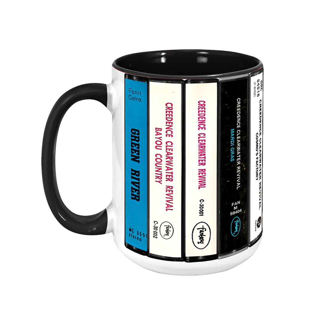 Creedence Clearwater Revival Albums Cassette Collection Retro Accent Edge-to-Edge Printed Mug