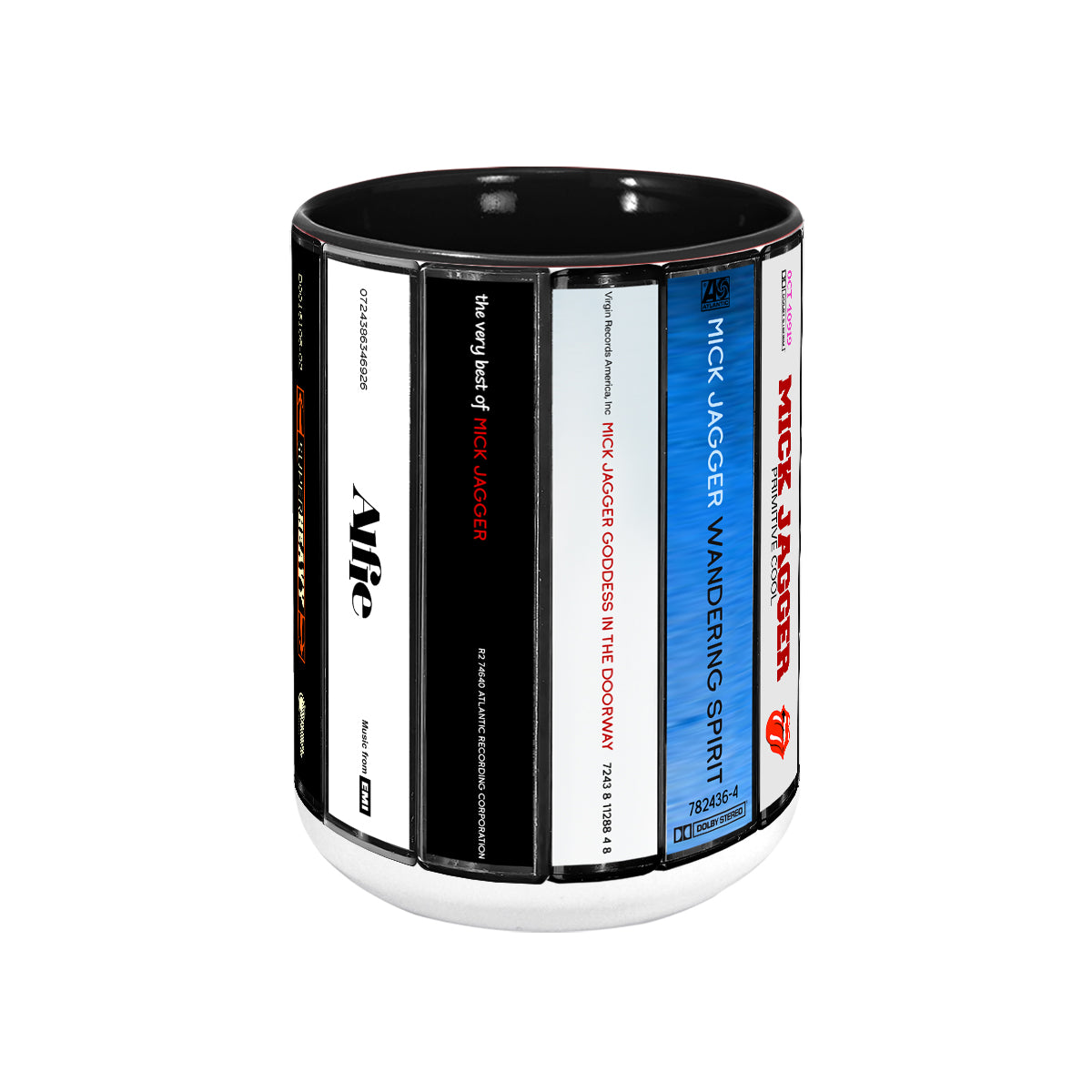 Mick Jagger Albums Cassette Collection Retro Accent Mug