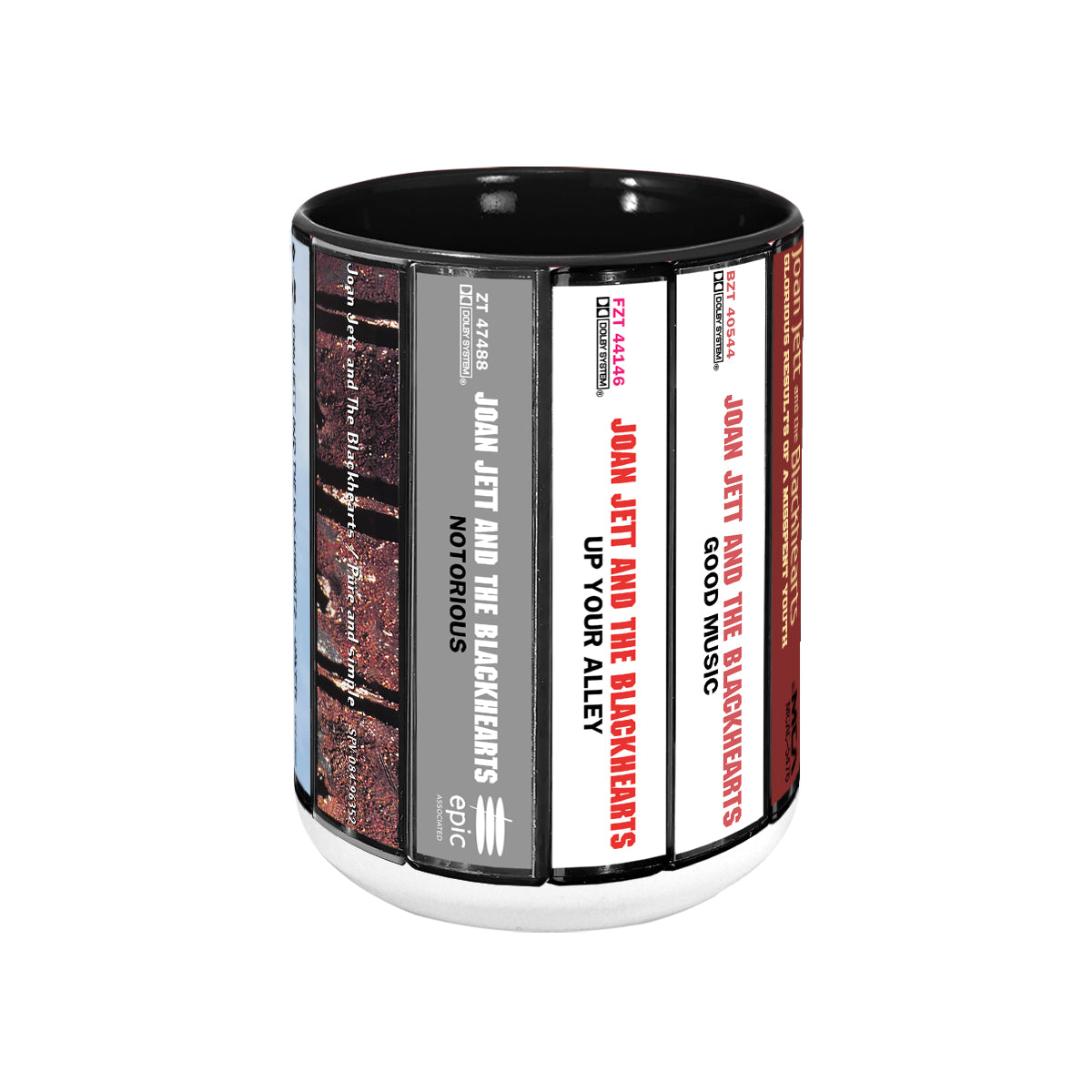Joan Jett and the Blackhearts Albums Cassette Collection Retro Accent Mug