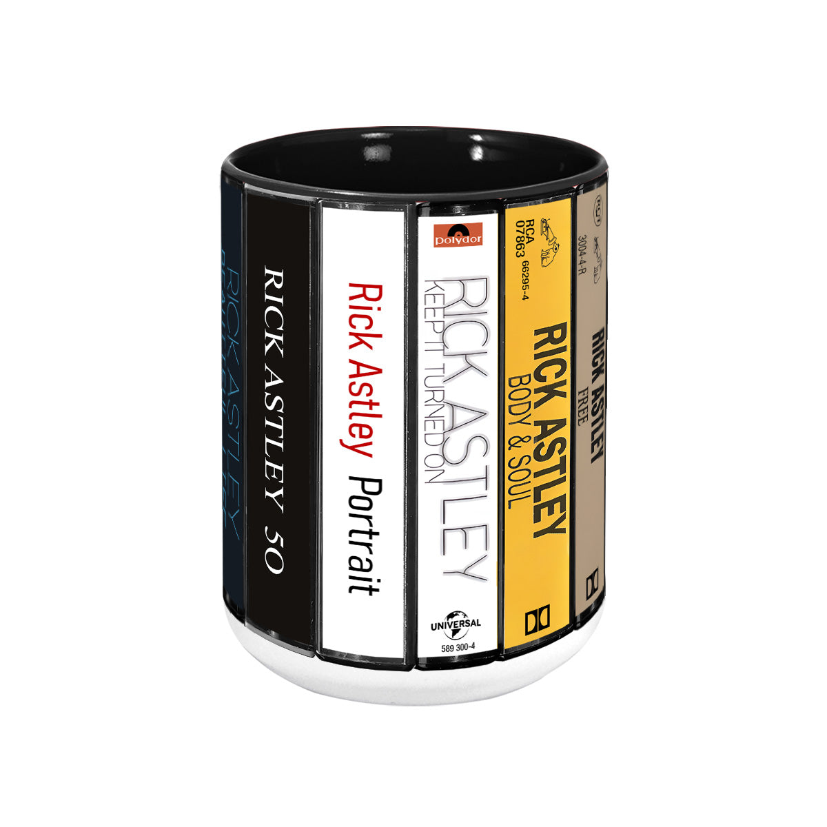 Rick Astley Albums Cassette Collection Retro Accent Mug