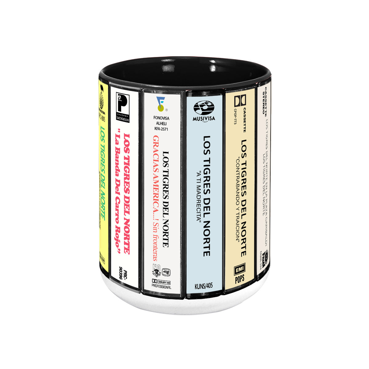 Los Tigres del Norte Albums Cassette Collection Retro Accent Mug