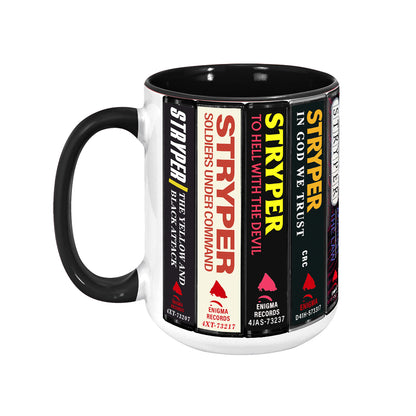 Stryper Albums Cassette Collection Retro Accent Edge-to-Edge Printed Mug
