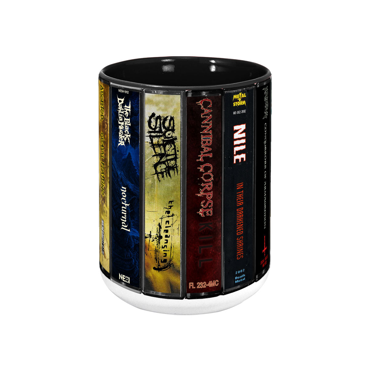Death Metal Albums Cassette Collection Retro Accent Mug