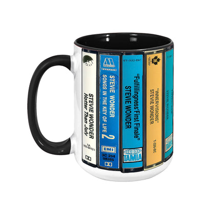 Stevie Wonder Albums Cassette Retro Collection Accent Mug