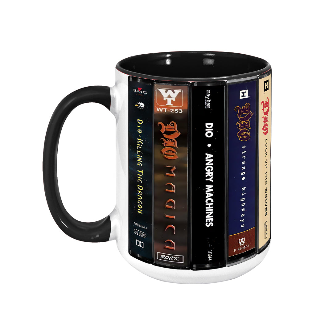 Dio Albums Cassette Collection Retro Accent Edge-to-Edge Printed Mug