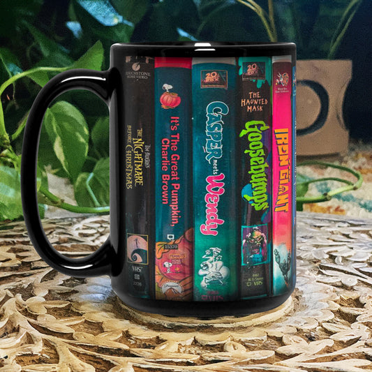 VHS Tape 90s Kids Nostalgic Halloween Movies Black Mug