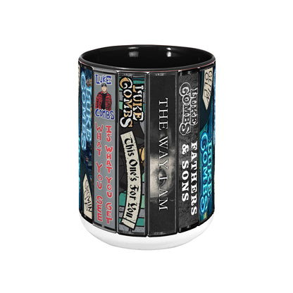 Luke Combs Albums Cassette Collection Retro Accent Mug