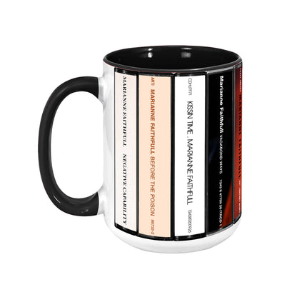 Marianne Faithfull Albums Cassette Collection Retro Accent Edge-to-Edge Printed Mug