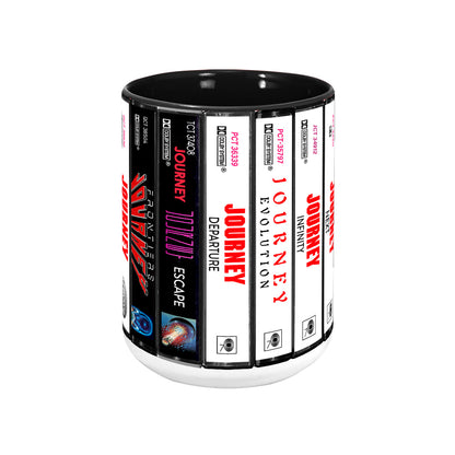 Journey Albums Cassette Collection Retro Accent Edge-to-Edge Printed Mug