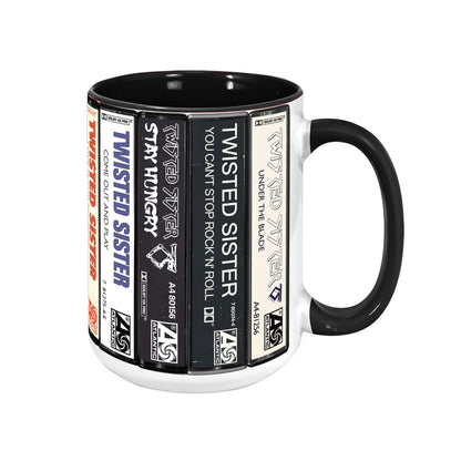 Twisted Sister Albums Cassette Collection Retro Accent Edge-to-Edge Printed Mug