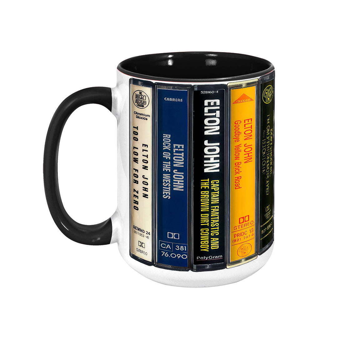 Elton John Albums Cassette Collection Retro Accent Mug