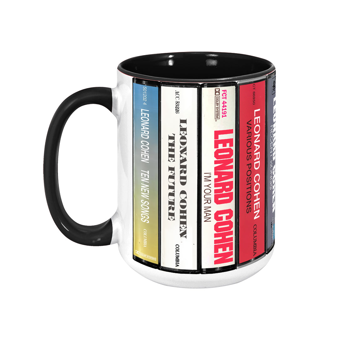 Leonard Cohen Albums Cassette Collection Retro Accent Mug