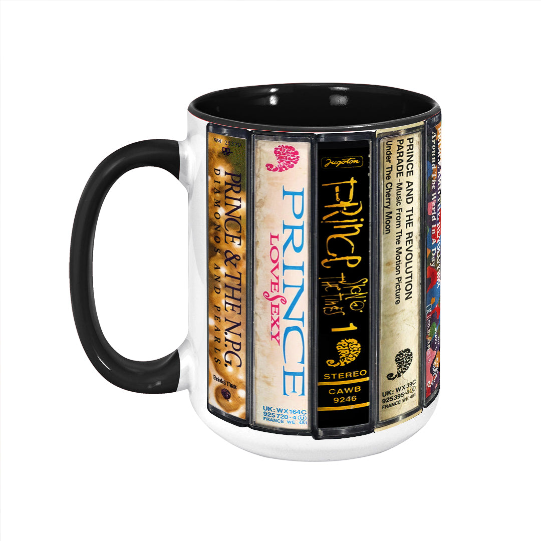 Prince Albums Cassette Collection Retro Accent Edge-to-Edge Printed Mug