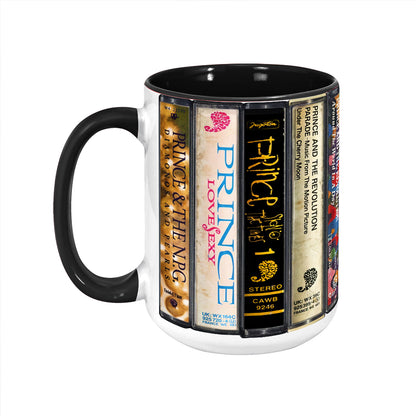 Prince Albums Cassette Collection Retro Accent Edge-to-Edge Printed Mug