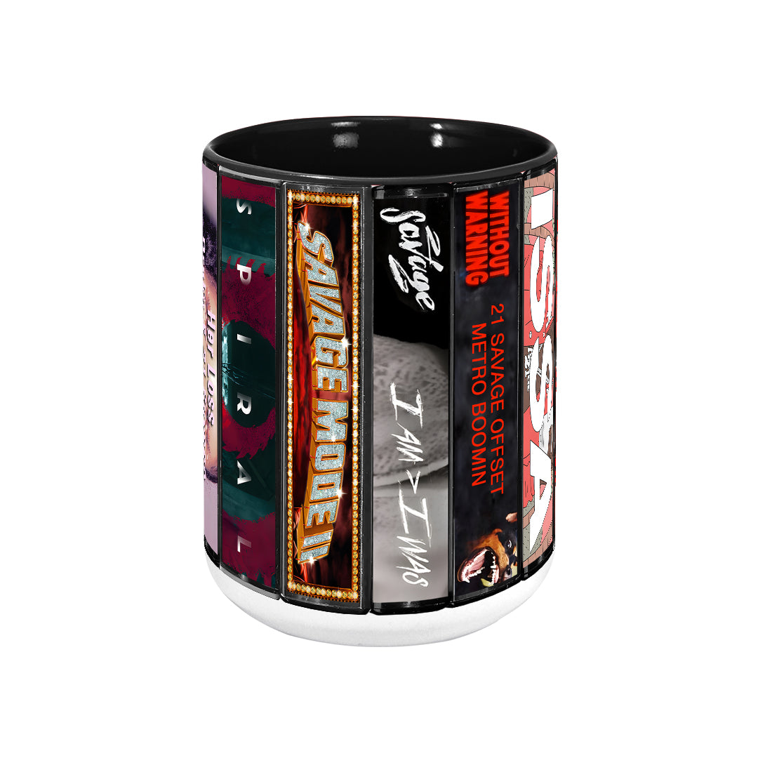 21 Savage Albums Cassette Collection Retro Accent Mug